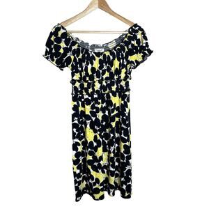 Vintage Maggy L Y2K Off Shoulder Floral MIDI Dress Women’s Babydoll Smocking